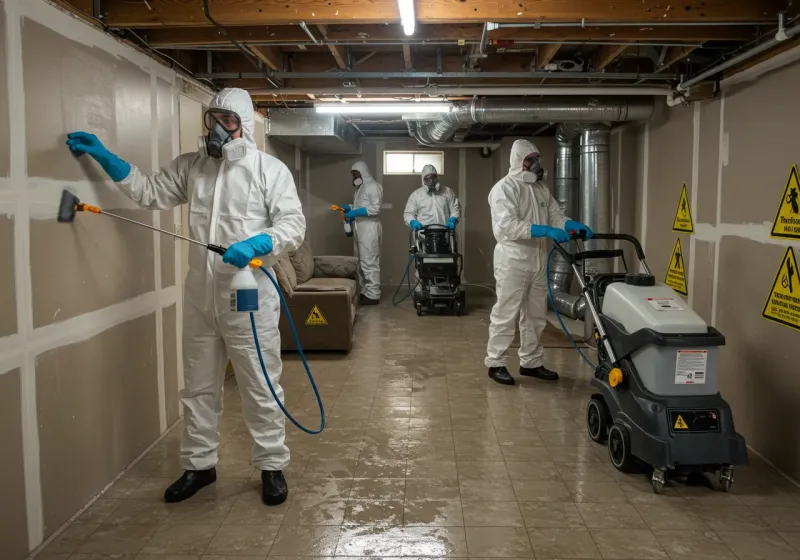 Basement Moisture Removal and Structural Drying process in Lilbourn, MO